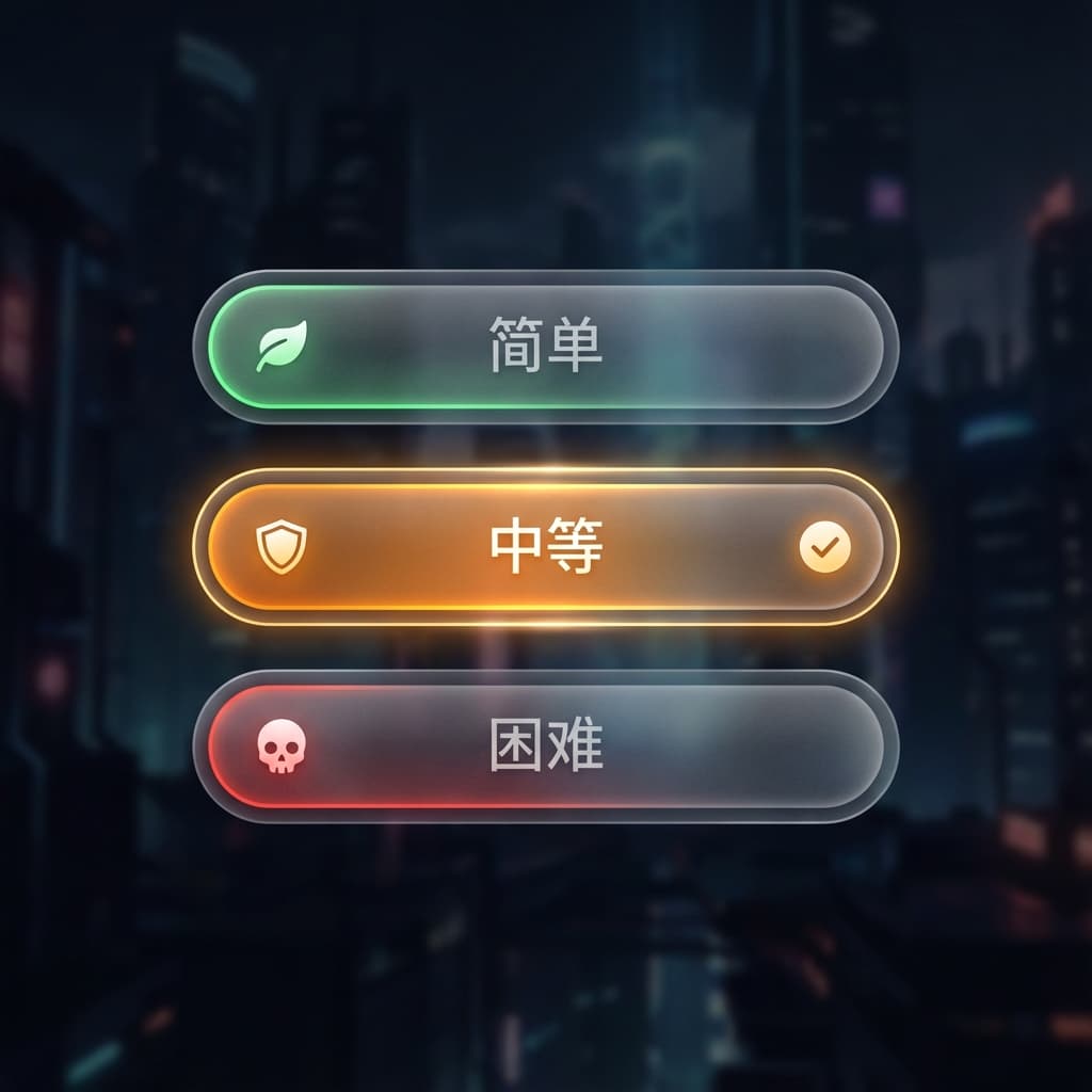支持3种难度分级,精准匹配玩家水平 Difficulty Selection