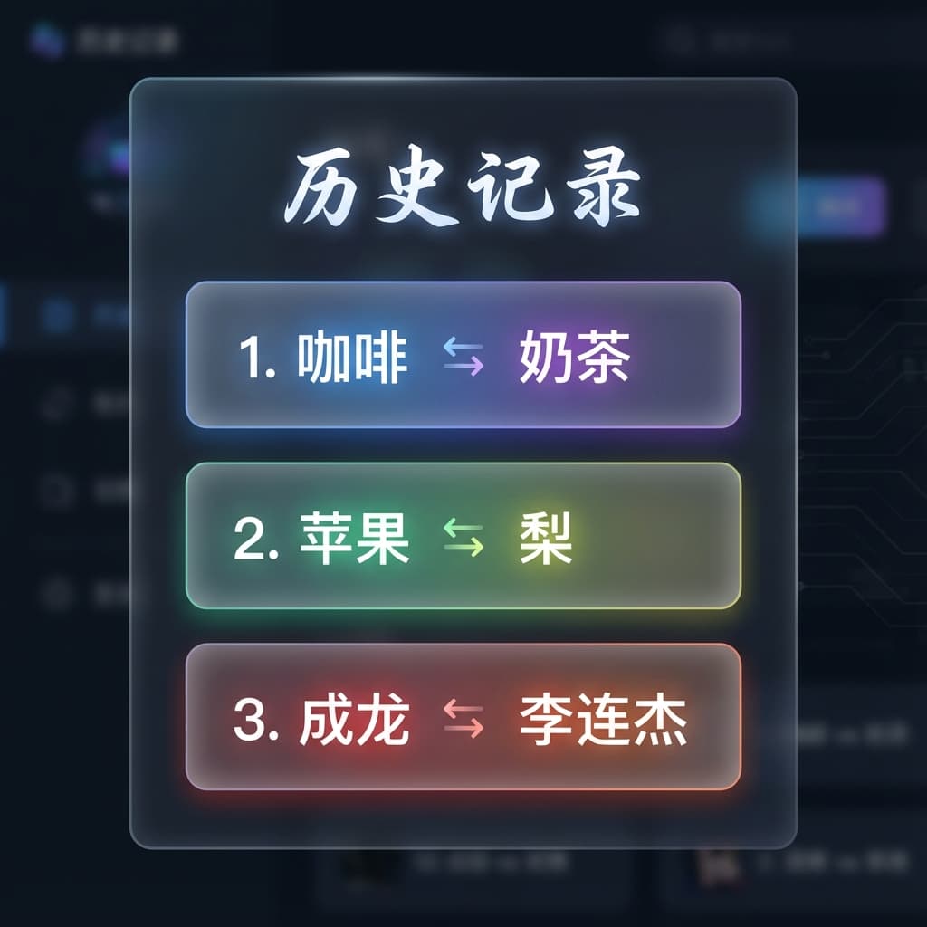 自动保存最近5组词对,防止遗忘 Time History