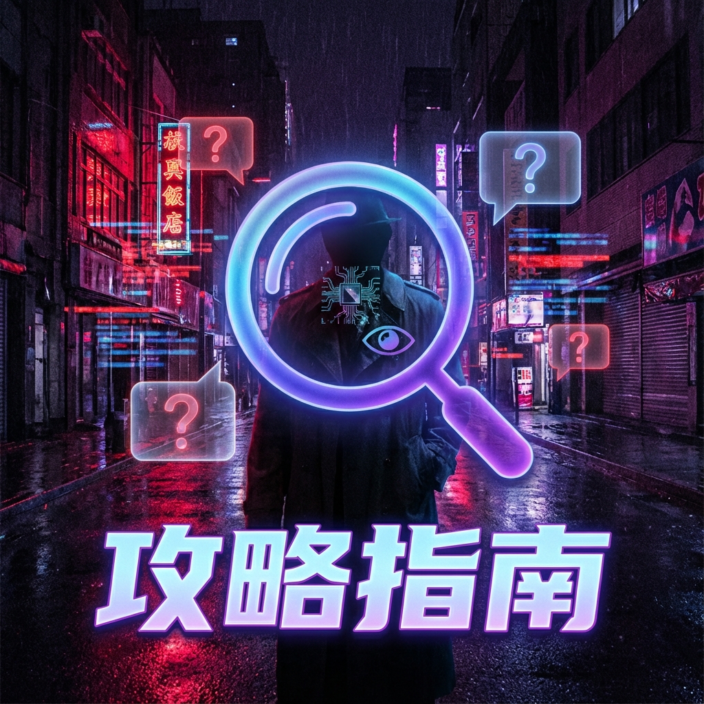 谁是卧底进阶攻略封面 - 赛博朋克风格 Who is the spy strategy guide hero image - Cyberpunk style detective theme
