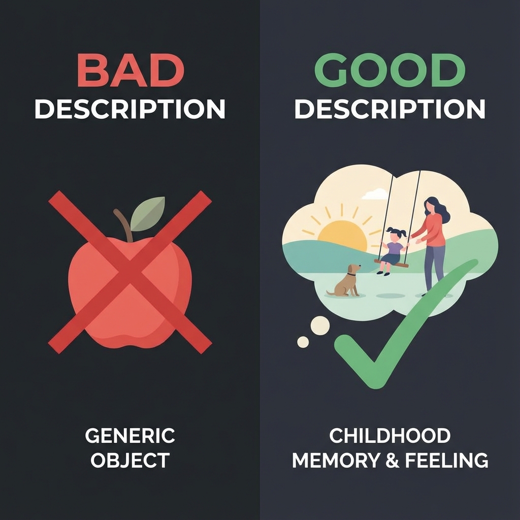 平民发言技巧对比图:拒绝无效描述 Comparison diagram of bad vs good descriptions in social deduction games